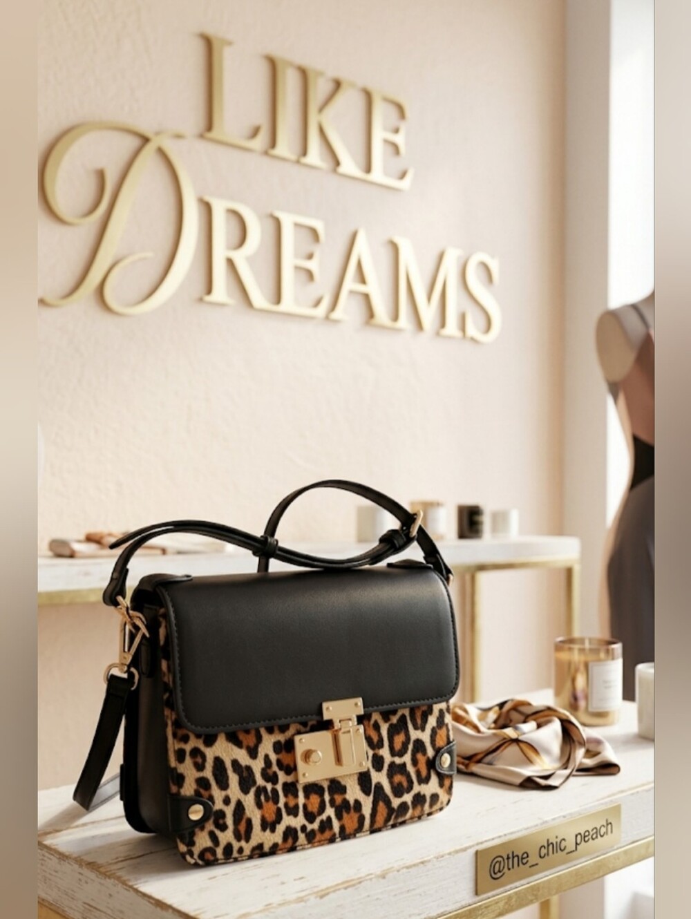 NWT Like Dreams Leopard Flap Turn-Lock Crossbody Bag